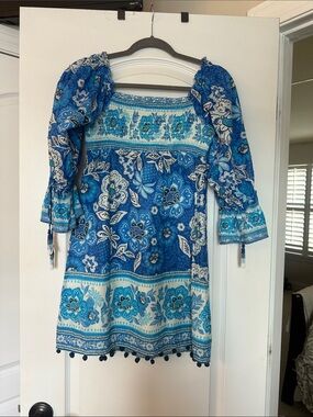FARM Rio Blue & White Floral Mini Dress